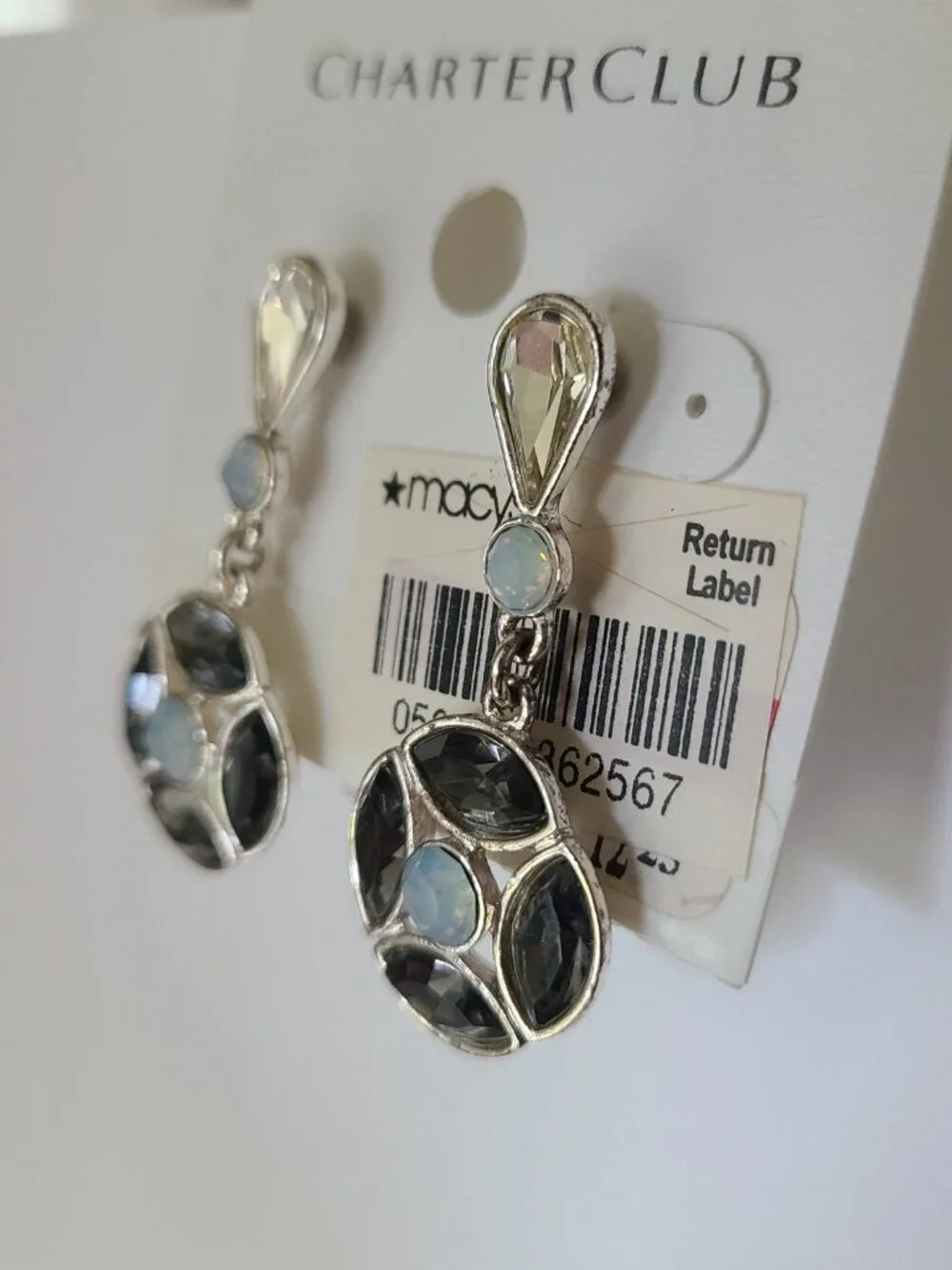 Charter Club Earrings Pierced Dangle Blue Gray